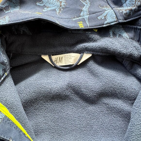 Boys H&M navy blue dinosaur lightweight zip up jacket size 6 - Picture 3 of 3